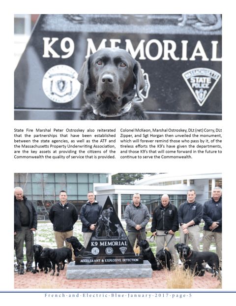 Accelerant and Explosive Detection K9 Memorial Dedication